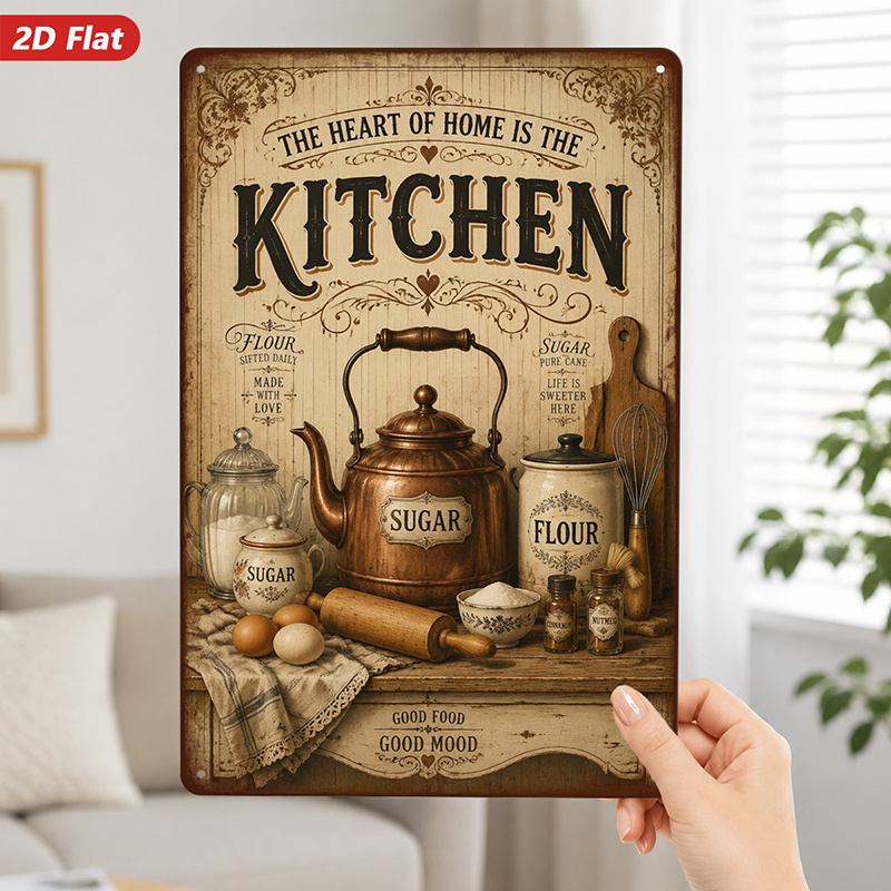 Baking In Kitchen - 2D Flat Vintage Kitchen Metal Wall