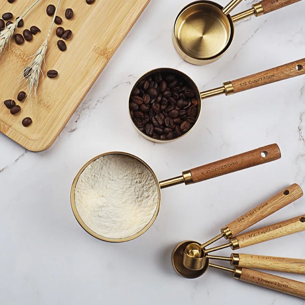 Kitchen Baking Scale - Stainless Steel Measuring Cups Spoons Gold