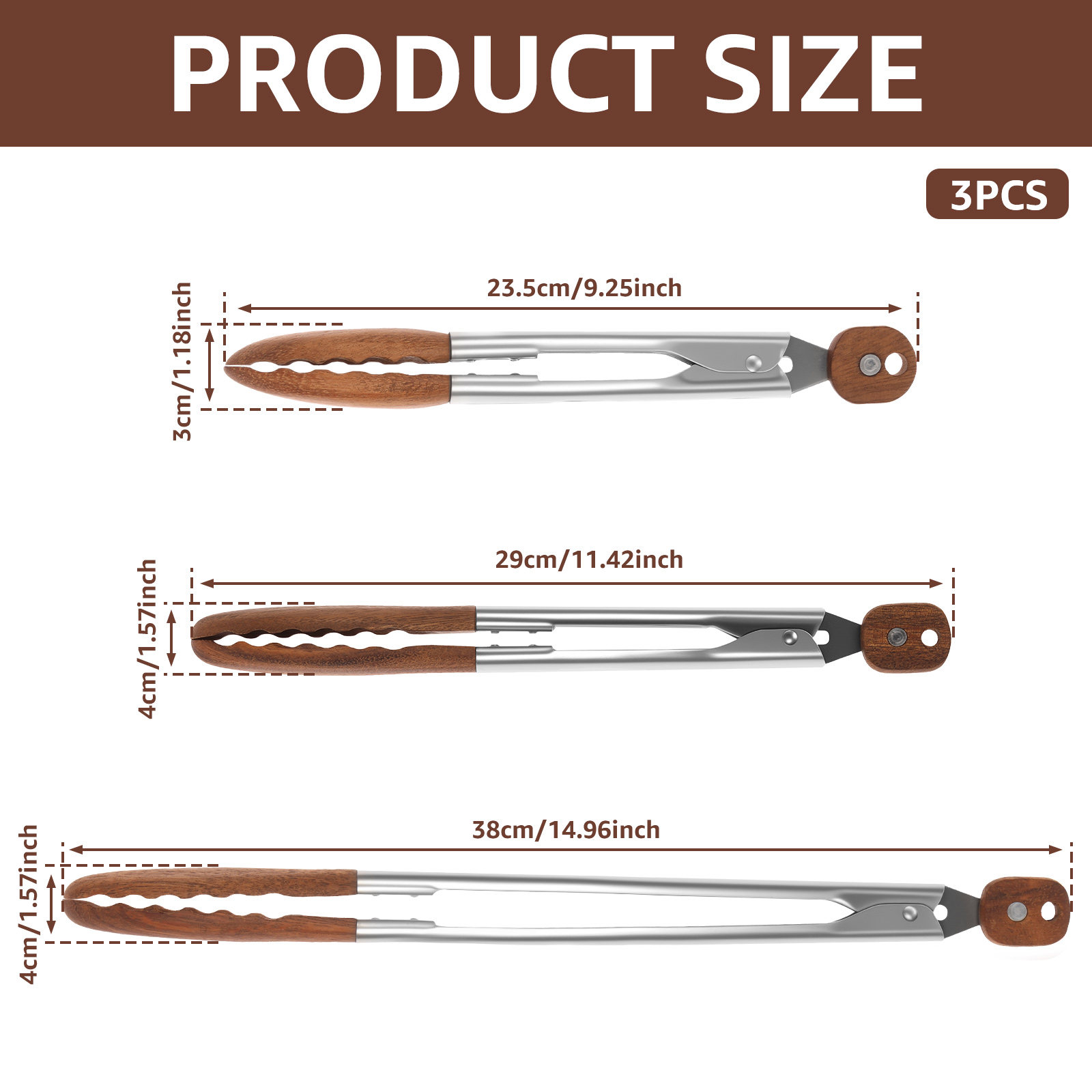 2/3 Pcs Food Tongs Walnut Wood - đánh giá và giá Kitchen Q